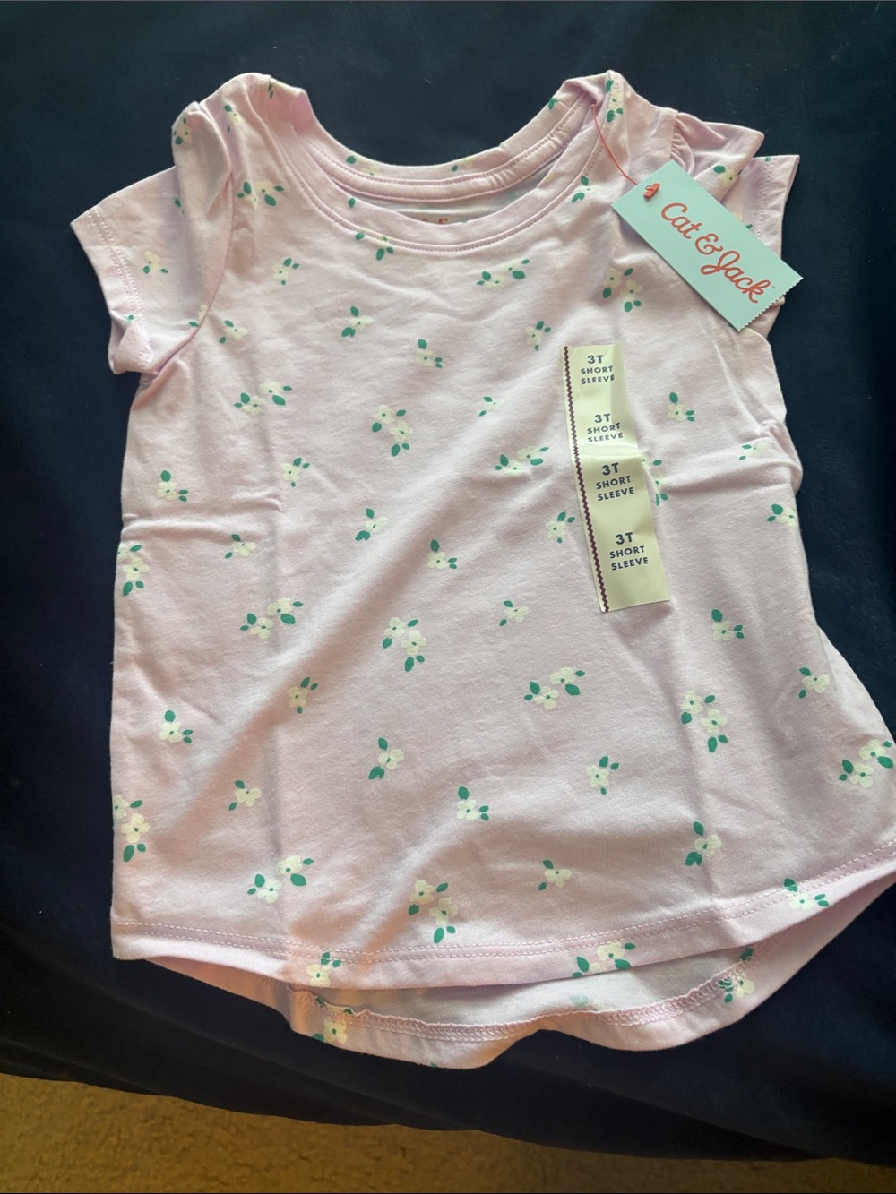 NWT Cat & Jack Toddler Girls Light Lavender Floral Short Sleeve Tee size 3T